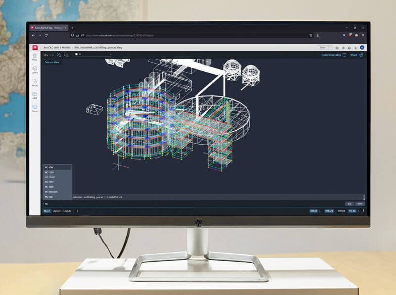 PON CAD WEB è un software freeware per visualizzare e gestire progetti di ponteggi nell'app AUTOCAD WEB